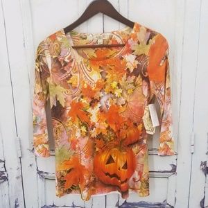 OneWorld Top Small Halloween Pumpkin Thanksgiving